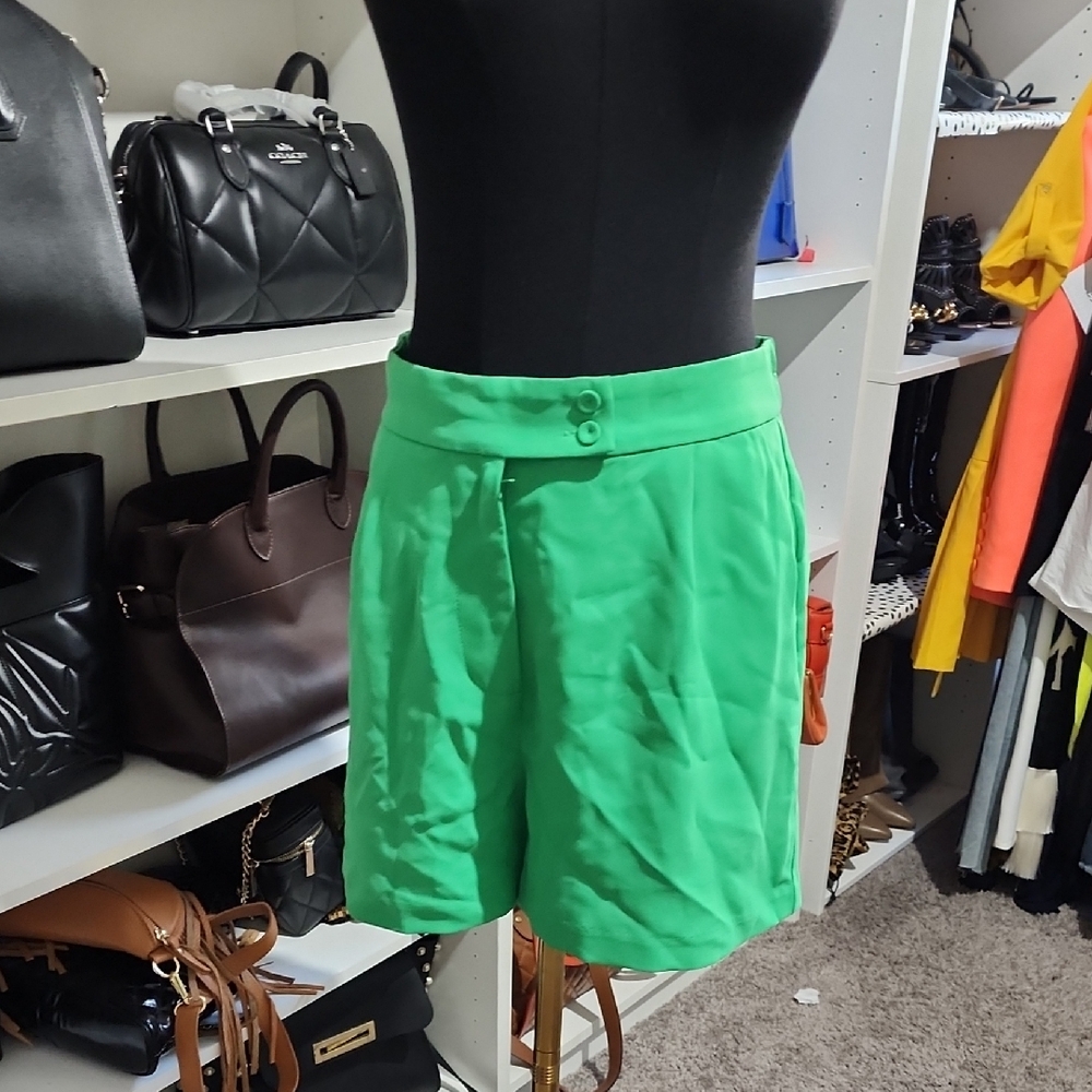 Aqua High Waist Green Shorts with Sleek Design